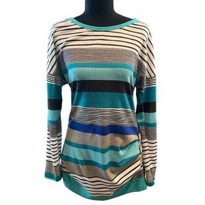 Striped Pullover with Button Embellishments